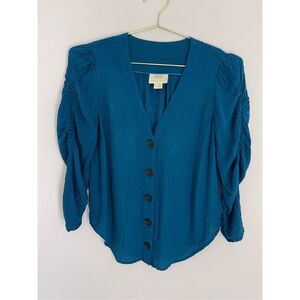 MAEVE BY ANTHROPOLOGIE Ruched Sleeve Blouse Size XS